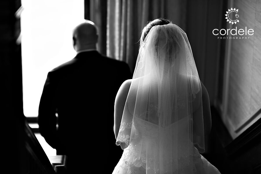 Black and White photo of a bride an groom